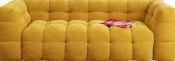 Discount KARE Design Sofa pikowana 3-osobowa żółta 240 cm - KARE