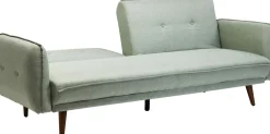 Discount KARE Design Sofa rozkładana z podłokietnikami 222x86 cm jasnozielona na brązowych nóżkach - KARE