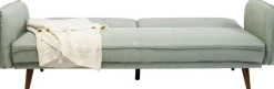 Discount KARE Design Sofa rozkładana z podłokietnikami 222x86 cm jasnozielona na brązowych nóżkach - KARE