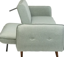 Discount KARE Design Sofa rozkładana z podłokietnikami 222x86 cm jasnozielona na brązowych nóżkach - KARE