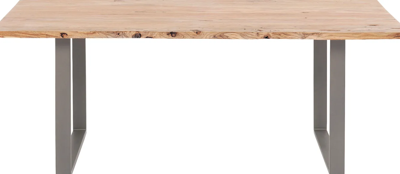 Sale KARE Design Stół 6-8 osobowy do loftu naturalny drewniany blat akacja czarne metalowe nogi 160x80 cm - KARE