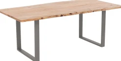 Sale KARE Design Stół 6-8 osobowy do loftu naturalny drewniany blat akacja czarne metalowe nogi 160x80 cm - KARE