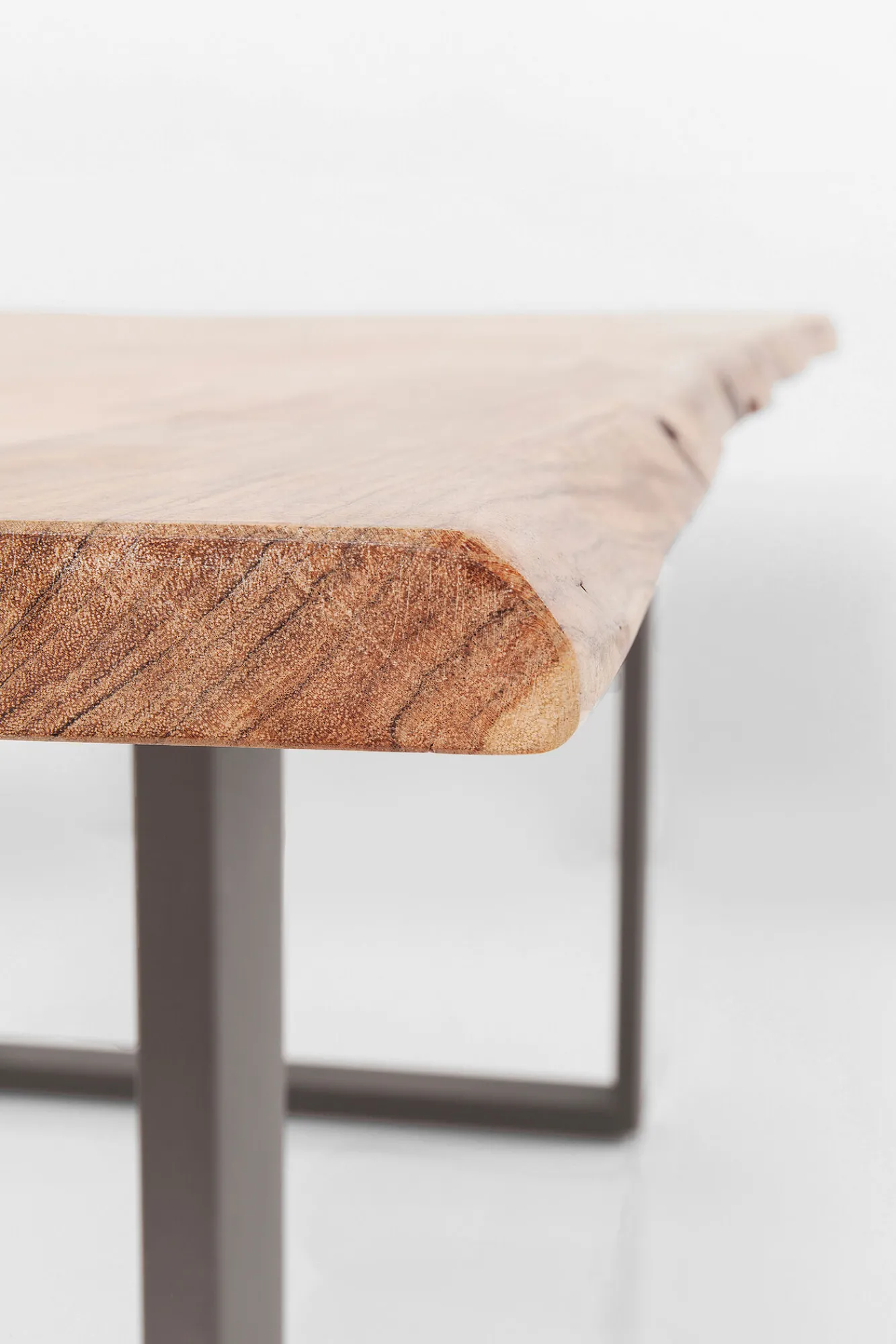 Sale KARE Design Stół 6-8 osobowy do loftu naturalny drewniany blat akacja czarne metalowe nogi 160x80 cm - KARE