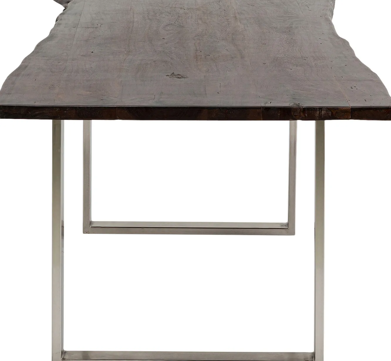 Sale KARE Design Stół brązowy drewniany blat akacja srebrne metalowe nogi 180x90 cm - KARE