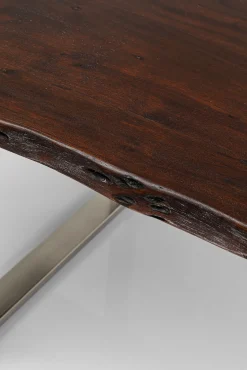 Sale KARE Design Stół brązowy drewniany blat akacja srebrne metalowe nogi 180x90 cm - KARE