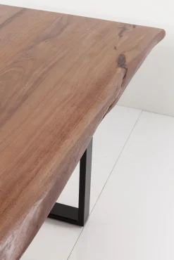 Sale KARE Design Stół brązowy drewniany blat akacja srebrne metalowe nogi 180x90 cm - KARE