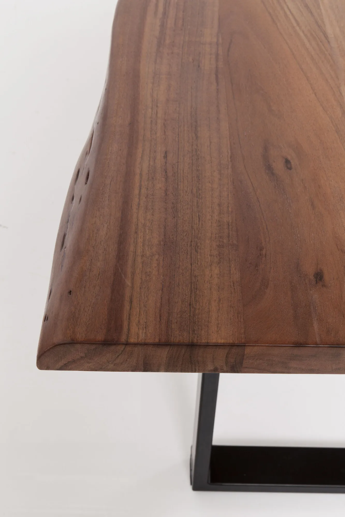 Sale KARE Design Stół brązowy drewniany blat akacja srebrne metalowe nogi 180x90 cm - KARE