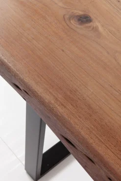 Sale KARE Design Stół brązowy drewniany blat akacja srebrne metalowe nogi 180x90 cm - KARE