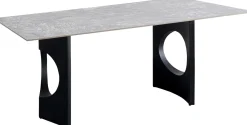 Clearance KARE Design Stół do jadalni blat ceramiczny odcienie szarości nogi czarne stalowe 180x90 cm - KARE