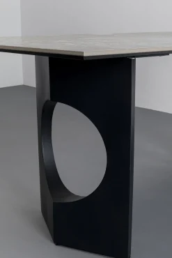 Clearance KARE Design Stół do jadalni blat ceramiczny odcienie szarości nogi czarne stalowe 180x90 cm - KARE