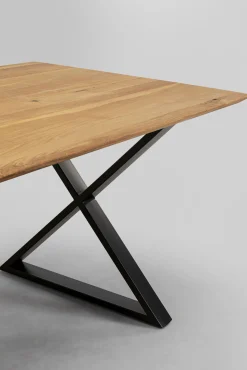 Hot KARE Design Stół do jadalni blat drewno dębowe olejowane nogi krzyżowe czarne stalowe 200x100 cm - KARE
