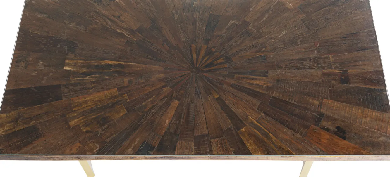 New KARE Design Stół do jadalni blat drewno i szkło nogi złote 180x90 cm - KARE