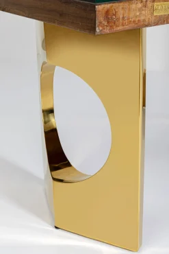 New KARE Design Stół do jadalni blat drewno i szkło nogi złote 180x90 cm - KARE