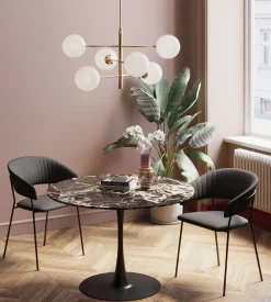 Online KARE Design Stół do jadalni czarny blat MDF imitacja marmuru Ø110 cm - KARE