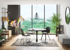 Best KARE Design Stół do jadalni czarny blat MDF noga stalowa Ø110 cm - KARE