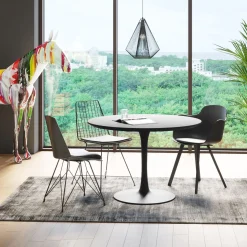 Best KARE Design Stół do jadalni czarny blat MDF noga stalowa Ø110 cm - KARE