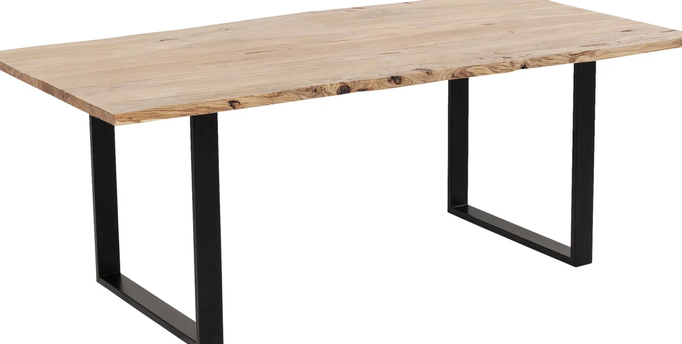 Clearance KARE Design Stół do loftu 6-8 osobowy blat z drewna akacjowego nogi czarne stalowe 180x90 cm - KARE