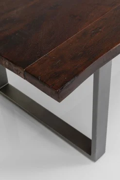 Fashion KARE Design Stół do loftu 6-8 osobowy ciemnobrązowy drewniany blat akacja czarne metalowe nogi 200x100 cm - KARE