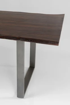 Fashion KARE Design Stół do loftu 6-8 osobowy ciemnobrązowy drewniany blat akacja czarne metalowe nogi 200x100 cm - KARE