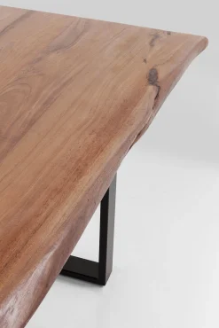 Fashion KARE Design Stół do loftu 6-8 osobowy ciemnobrązowy drewniany blat akacja czarne metalowe nogi 200x100 cm - KARE