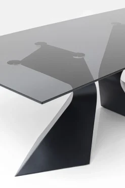 Sale KARE Design Stół Gloria 200x100 cm blat szklany przydymiony - nogi czarne - KARE