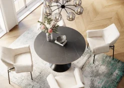 Outlet KARE Design Stół Grande Possibilita Ø120 cm czarny - blat marmur - KARE