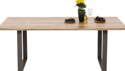 Sale KARE Design Stół industrialny do jadani z drewnianym blatem i metalowymi szarymi nogami 160x80 cm - KARE