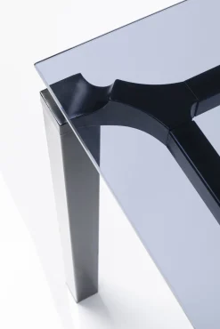 Online KARE Design Stół loft blat szklany przydymiony nogi stalowe czarne 180x90 cm - KARE