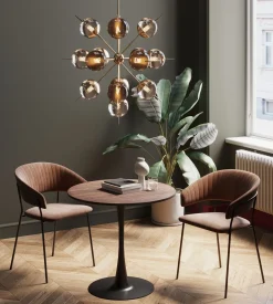 Hot KARE Design Stół loft w okleinie orzech włoski noga czarna Ø80 cm - KARE