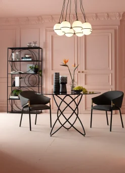 Sale KARE Design Stół Molekular Ø120 cm czarny - blat szklany - KARE