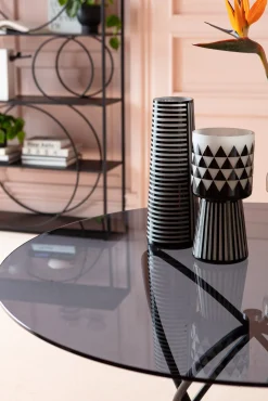 Sale KARE Design Stół Molekular Ø120 cm czarny - blat szklany - KARE