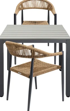 Fashion KARE Design Stół ogrodowy blat kwadratowy szary polywood nogi z aluminium 80x80 cm - KARE