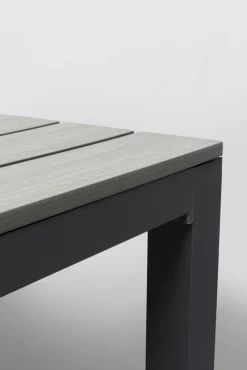 Fashion KARE Design Stół ogrodowy blat kwadratowy szary polywood nogi z aluminium 80x80 cm - KARE