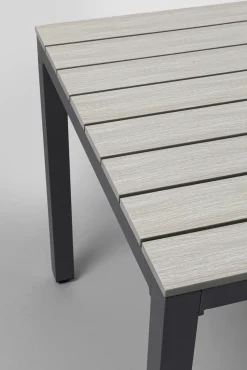 Fashion KARE Design Stół ogrodowy blat kwadratowy szary polywood nogi z aluminium 80x80 cm - KARE
