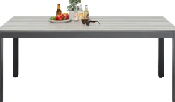 Hot KARE Design Stół ogrodowy blat prostokątny szary polywood nogi z aluminium czarne 180x90 cm - KARE
