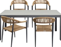 Hot KARE Design Stół ogrodowy blat prostokątny szary polywood nogi z aluminium czarne 180x90 cm - KARE