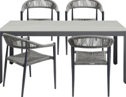 Hot KARE Design Stół ogrodowy blat prostokątny szary polywood nogi z aluminium czarne 180x90 cm - KARE