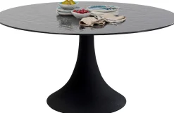 Hot KARE Design Stół ogrodowy czarny ze szklanym blatem Ø150 cm - KARE