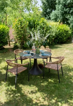 Discount KARE Design Stół ogrodowy okrągły czarny blat ceramika podstawa aluminium Ø110 cm - KARE