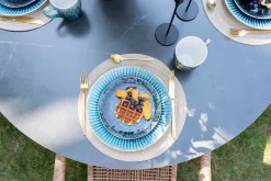 Discount KARE Design Stół ogrodowy okrągły czarny blat ceramika podstawa aluminium Ø110 cm - KARE