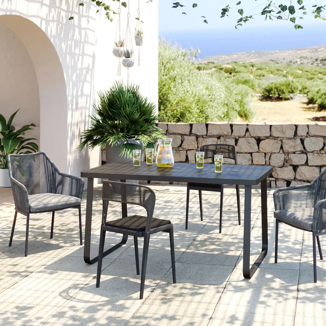 Fashion KARE Design Stół ogrodowy Santos 143x83 cm czarny - KARE