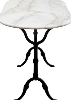 Outlet KARE Design Stół ogrodowy z białym marmurowym blatem nogi czarne stalowe 120x60 cm - KARE