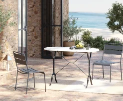 Outlet KARE Design Stół ogrodowy z białym marmurowym blatem nogi czarne stalowe 120x60 cm - KARE