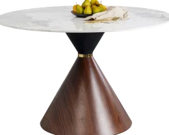 Discount KARE Design Stół okrągły blat ceramiczny biały Ø120 cm podstawa stalowa - KARE