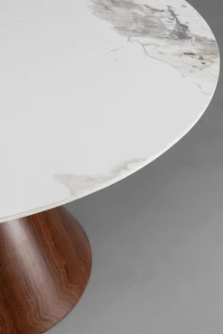 Discount KARE Design Stół okrągły blat ceramiczny biały Ø120 cm podstawa stalowa - KARE