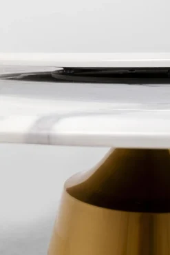 Online KARE Design Stół okrągły blat ceramiczny obrotowy podstawa złota Ø135 - KARE