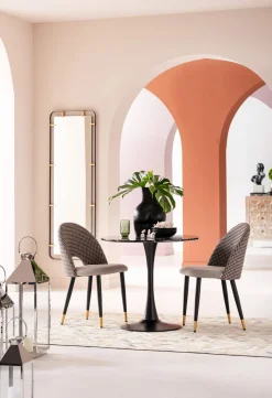 New KARE Design Stół okrągły blat MDF imitacja marmuru czarny Ø80 cm - KARE