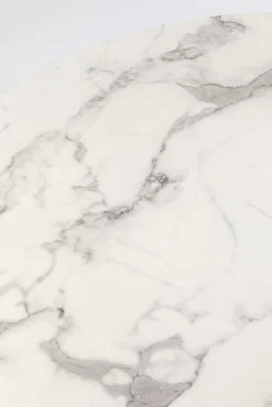 Outlet KARE Design Stół okrągły blat MDF imitacja marmuru biały Ø80 cm - KARE