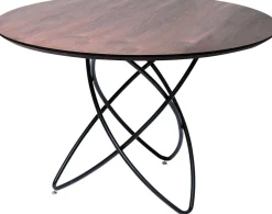 Fashion KARE Design Stół okrągły brązowy blat fornirowany orzech nogi stalowe Ø120 cm - KARE