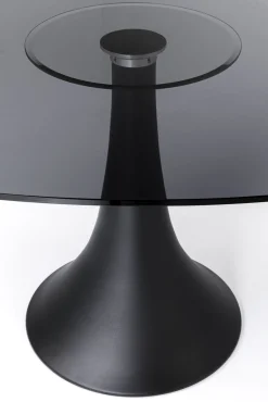 Discount KARE Design Stół owalny ze szklanym blatem i czarną aluminiową podstawą 180x120 cm - KARE